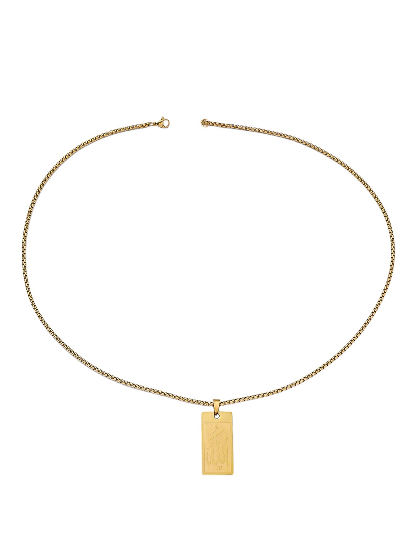 Allah Necklace Pendant – Rose Gold Stainless Steel with Pearl Chain — image 3