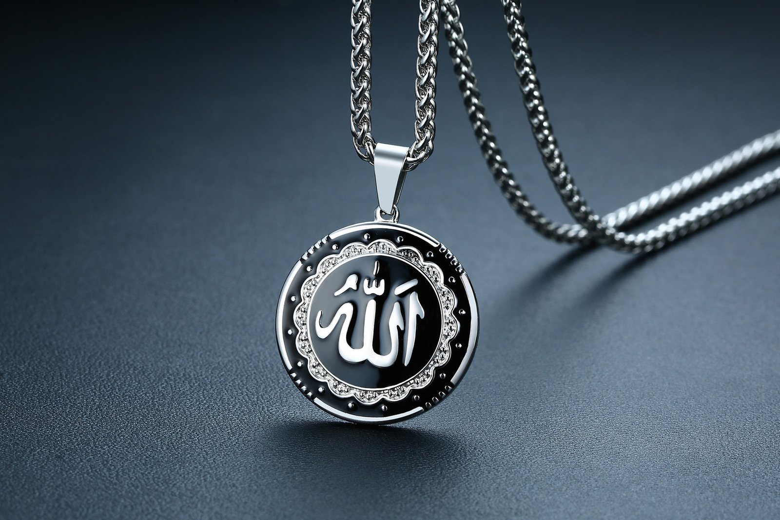 Allah - Silver Black Men, Women Necklace Pendant with Chain