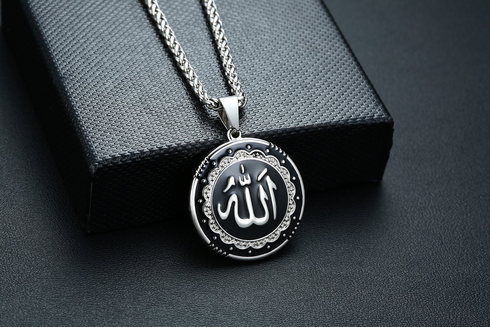 Allah - Silver Black Men, Women Necklace Pendant with Chain — image 4