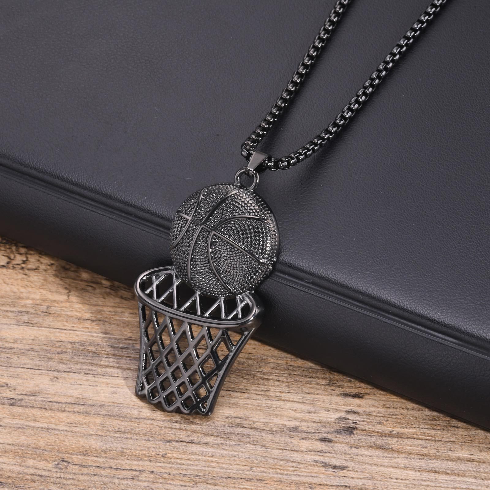 Basket Ball - Black -Men, Women Necklace Pendant with Chain