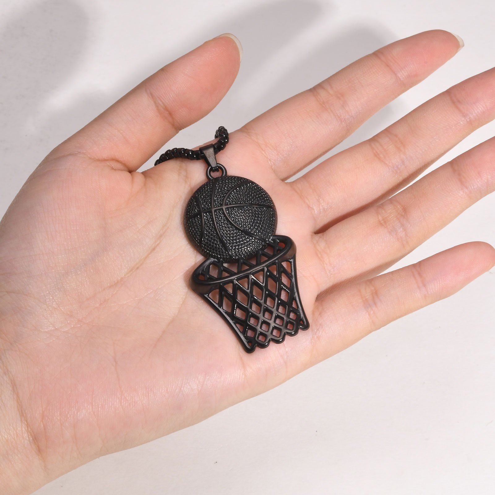 Basket Ball - Black -Men, Women Necklace Pendant with Chain