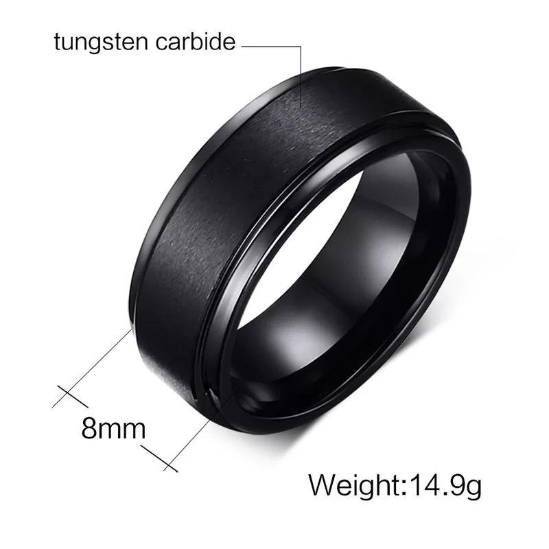 Black Tungsten Carbide Ring - Center Force