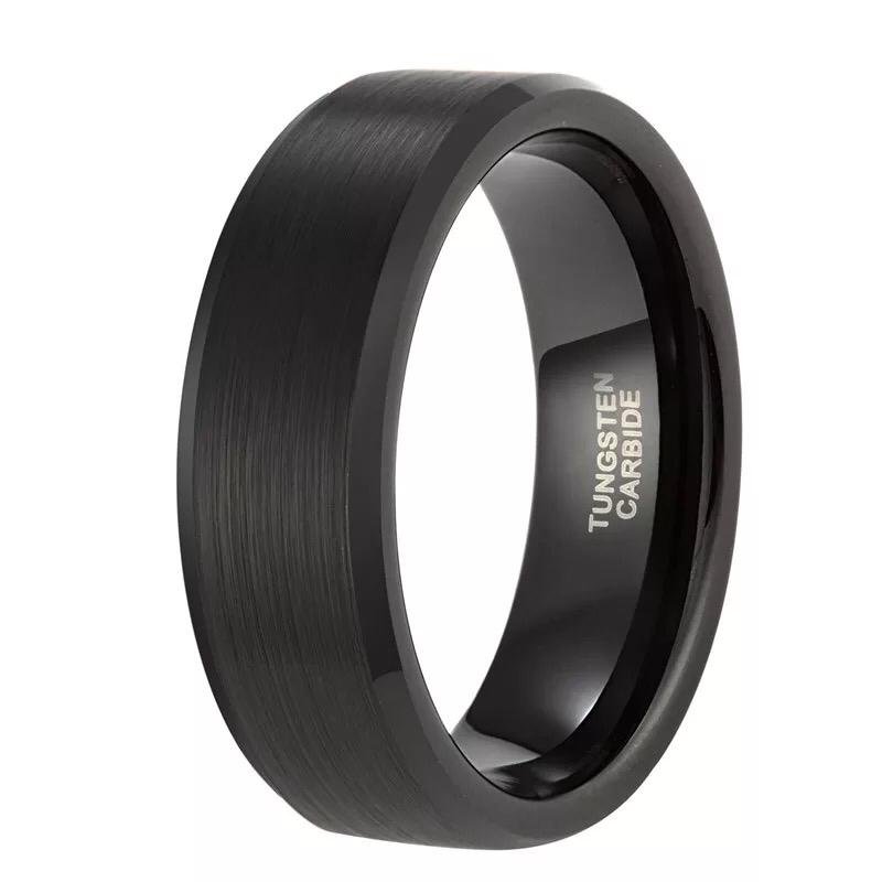 Black Tungsten Carbide Ring - hunky glory