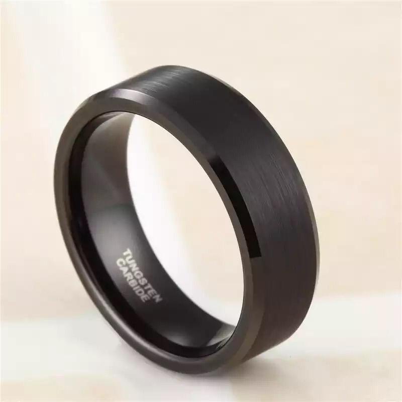 Black Tungsten Carbide Ring - hunky glory