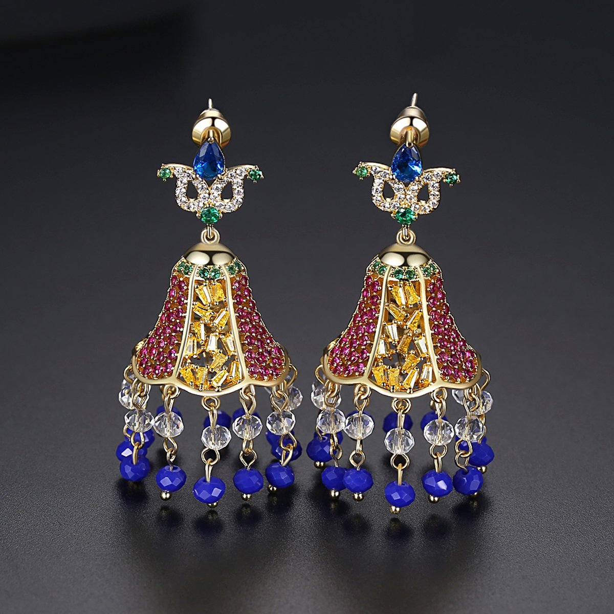 Blue Lilly Drops- Women Jhumki Earrings