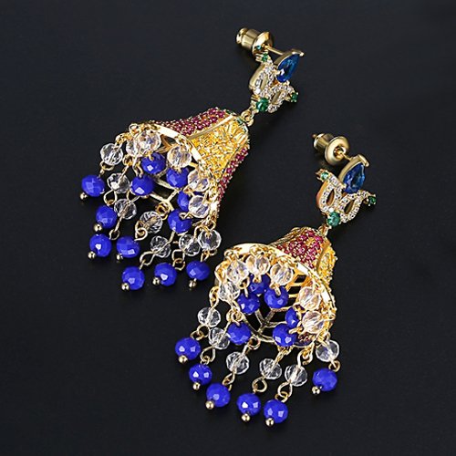 Blue Lilly Drops- Women Jhumki Earrings