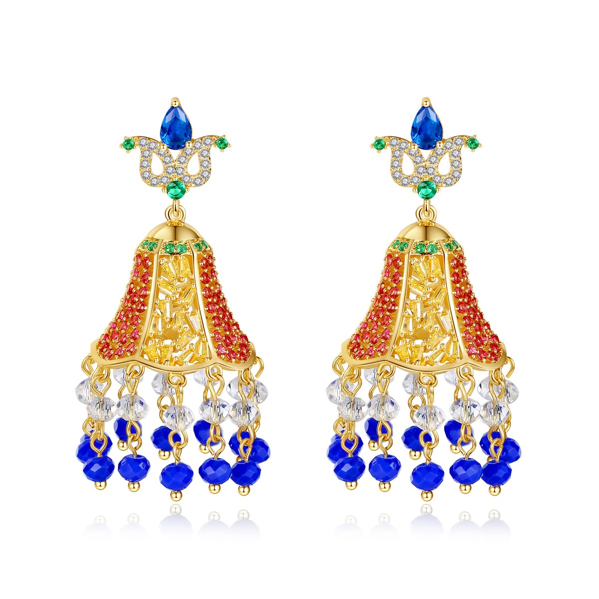 Blue Lilly Drops- Women Jhumki Earrings — image 3
