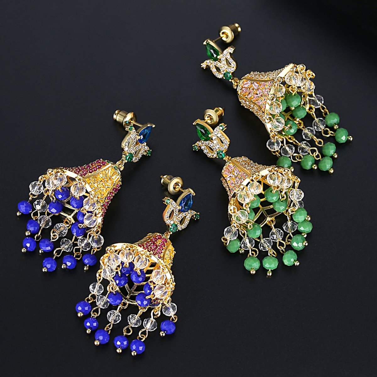 Blue Lilly Drops- Women Jhumki Earrings — image 5