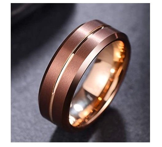 Brown Way - 8mm Brown and Gold Premium Tungsten Carbide Ring