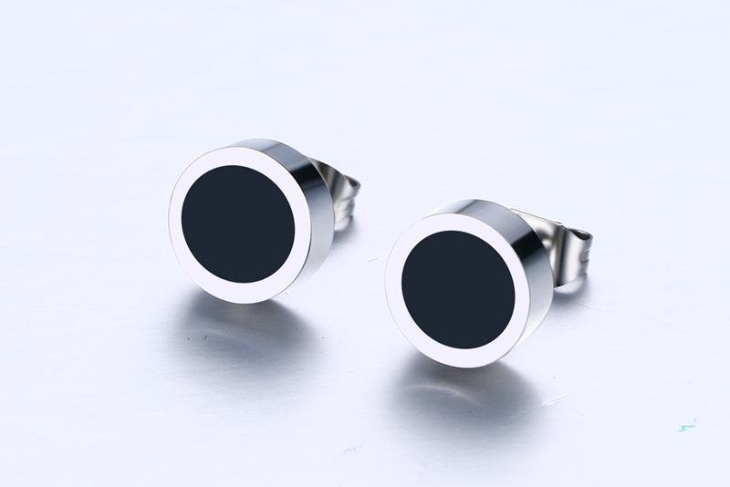 Captured Silver with black Ear Studs Men Earring
