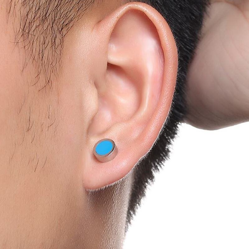 Captured Silver with black Ear Studs Men Earring — image 3