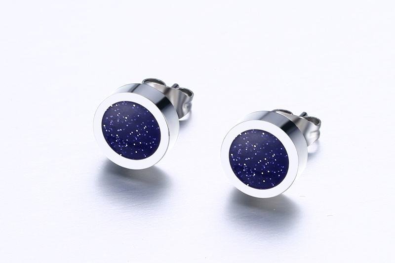 Captured Silver with Blue Ear Studs Men Earring