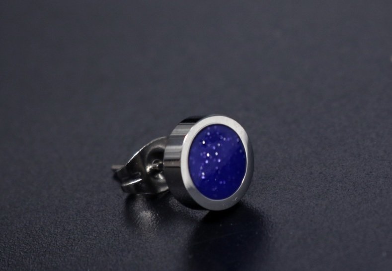 Captured Silver with Blue Ear Studs Men Earring — image 5