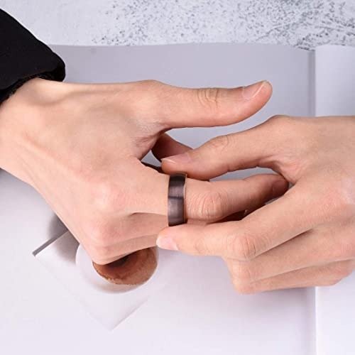 Coffee Streaks - 6mm Brown Coffee Shade Tungsten Carbide Ring