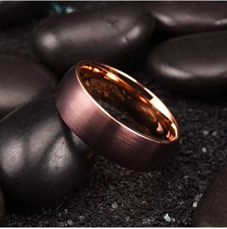 Coffee Streaks - 6mm Brown Coffee Shade Tungsten Carbide Ring — image 5