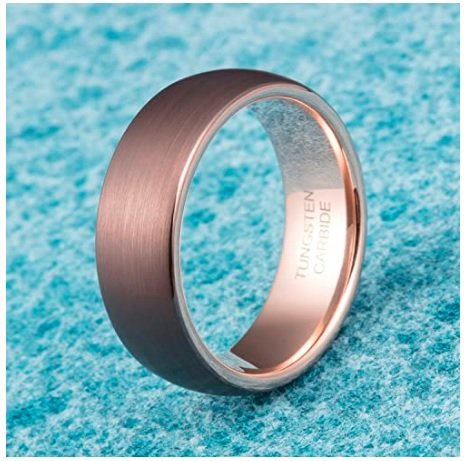 Coffee Streaks - 6mm Brown Coffee Shade Tungsten Carbide Ring — image 6