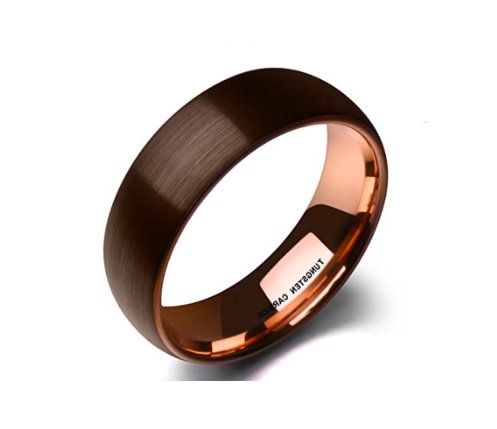 Coffee Streaks - 6mm Brown Coffee Shade Tungsten Carbide Ring — image 9