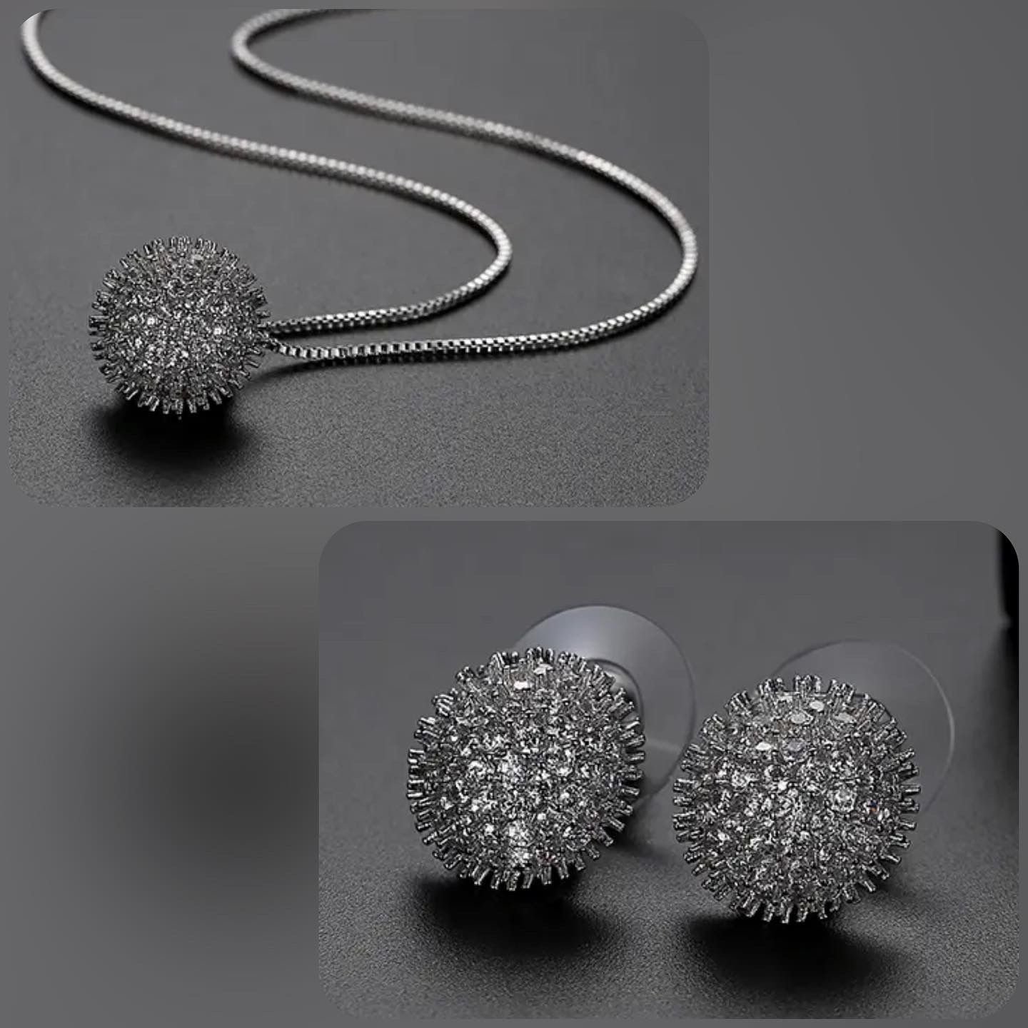 Cynara Bloom- Pendant and Earring Set for women Silver