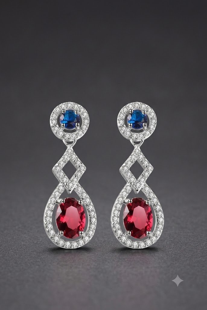 E3090 - Blue-Red Earrings for Women