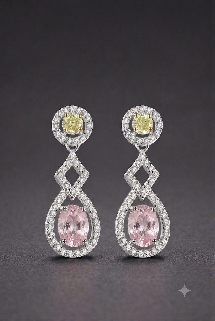 E3090 - Yellow-Pink Earrings for Women