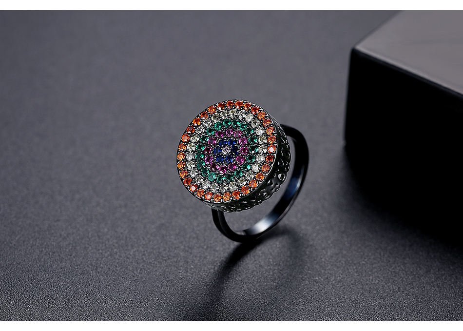 Finger Coin Multicolored Ring - Gold Plated (WR373)