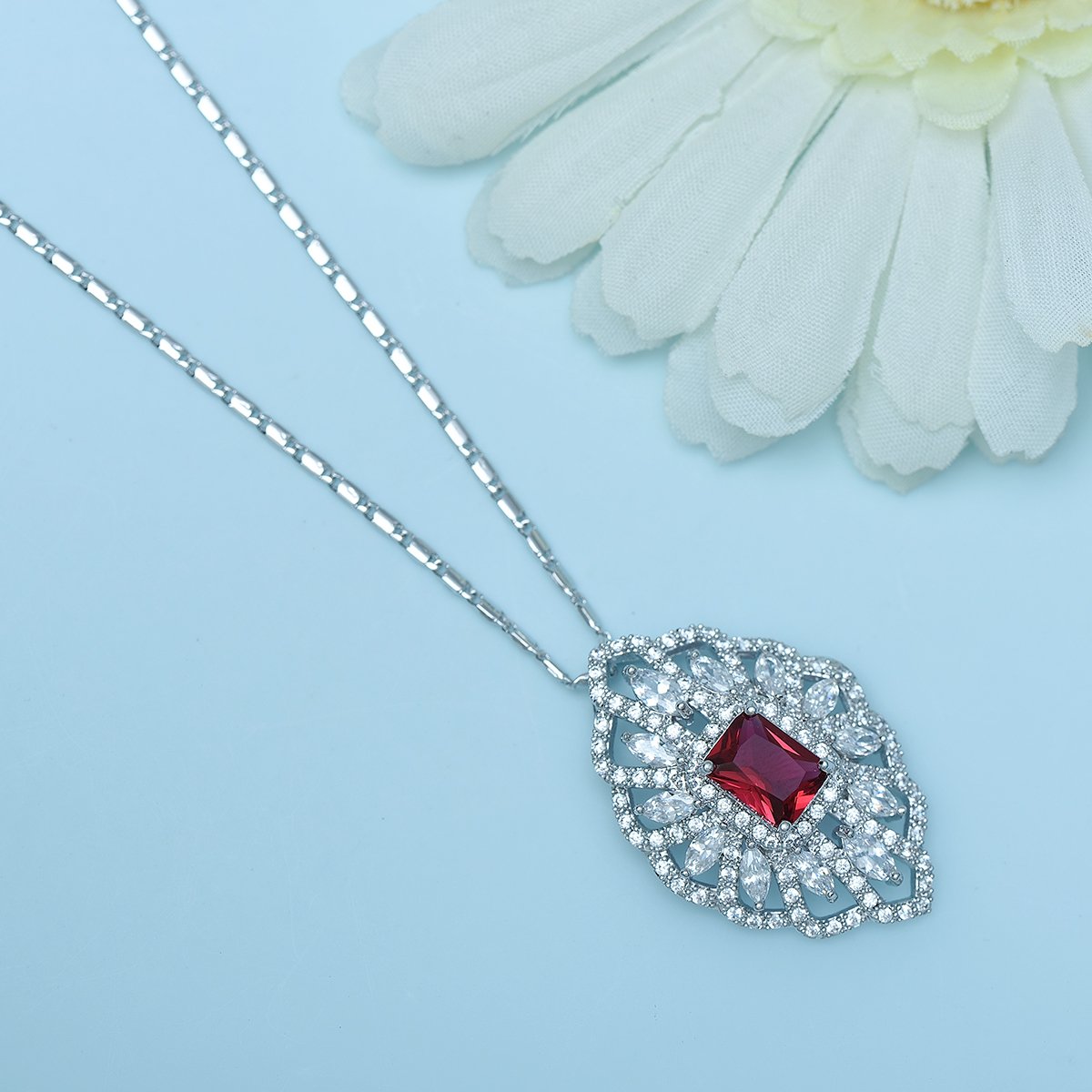 French Clip - Ruby Red Pendant for women