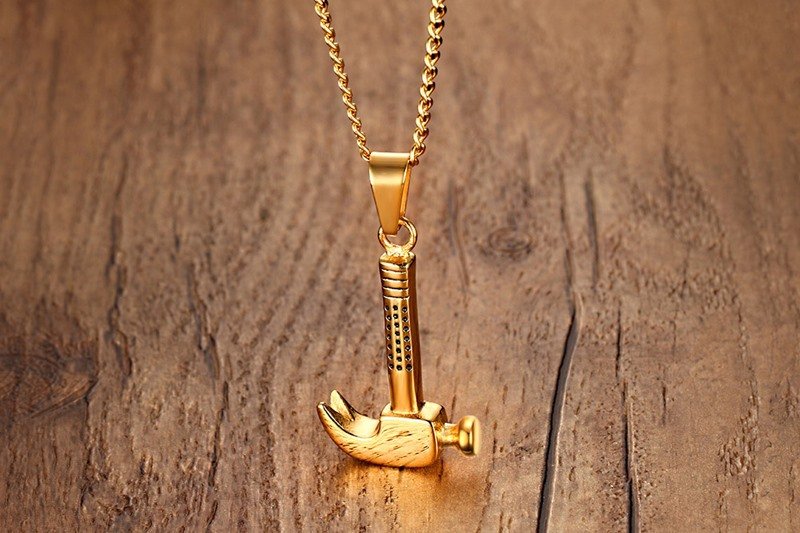 Golden Hammer - Men Necklace with Chain