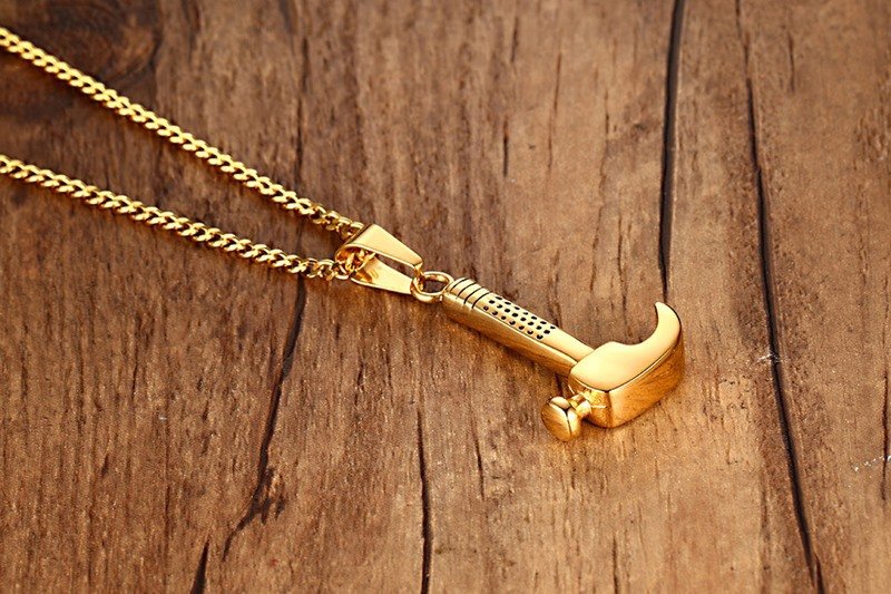 Golden Hammer - Men Necklace with Chain