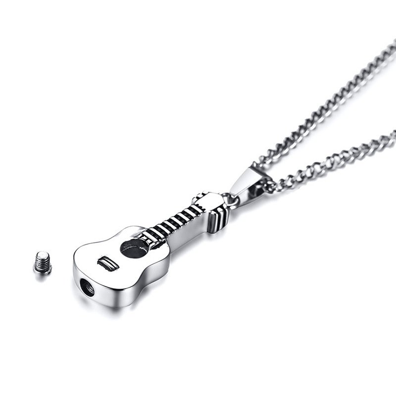 Guitar - Silver Men, Women Necklace Pendant with Chain — image 3