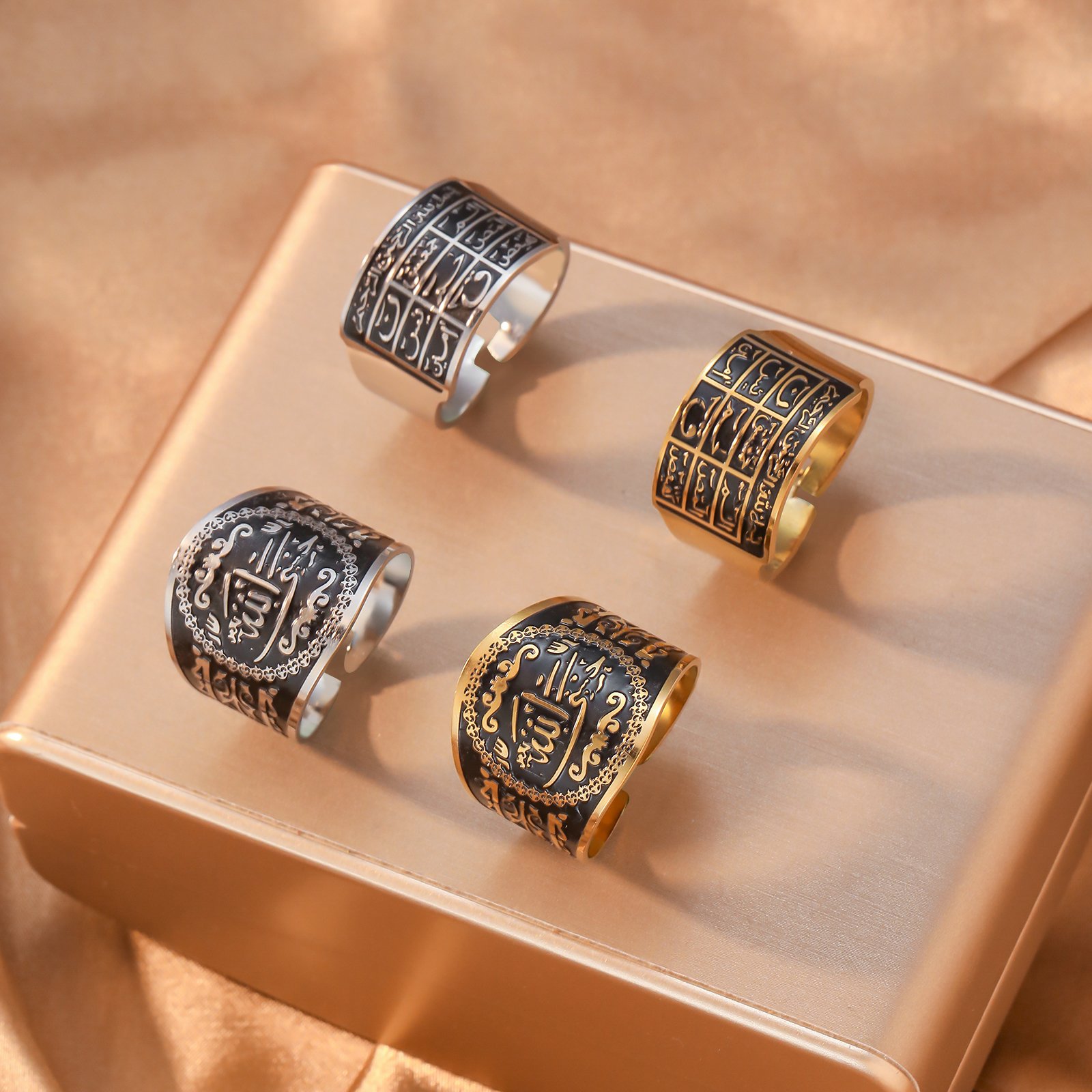 Hasbi Allah- Golden Adjustable Stainless Steel Band (WIR7)