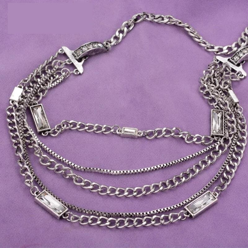Silver Classic - 3 Three Layer Women Necklace/Pendant