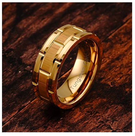Power Mix- 8mm Gold Premium Tungsten Carbide Ring