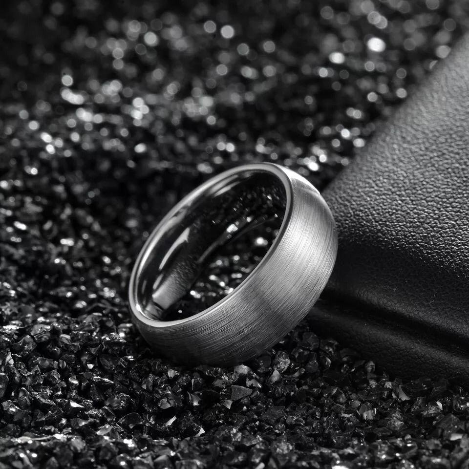 Rising Moon - Silver Tungsten Carbide Ring — image 5