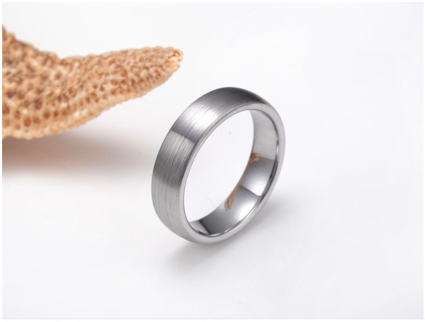 Rising Moon - Silver Tungsten Carbide Ring 6MM — image 3
