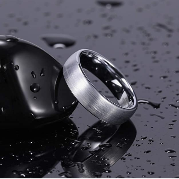 Rising Moon - Silver Tungsten Carbide Ring 6MM — image 4