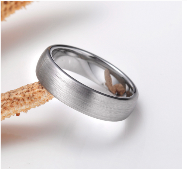 Rising Moon - Silver Tungsten Carbide Ring 6MM — image 5