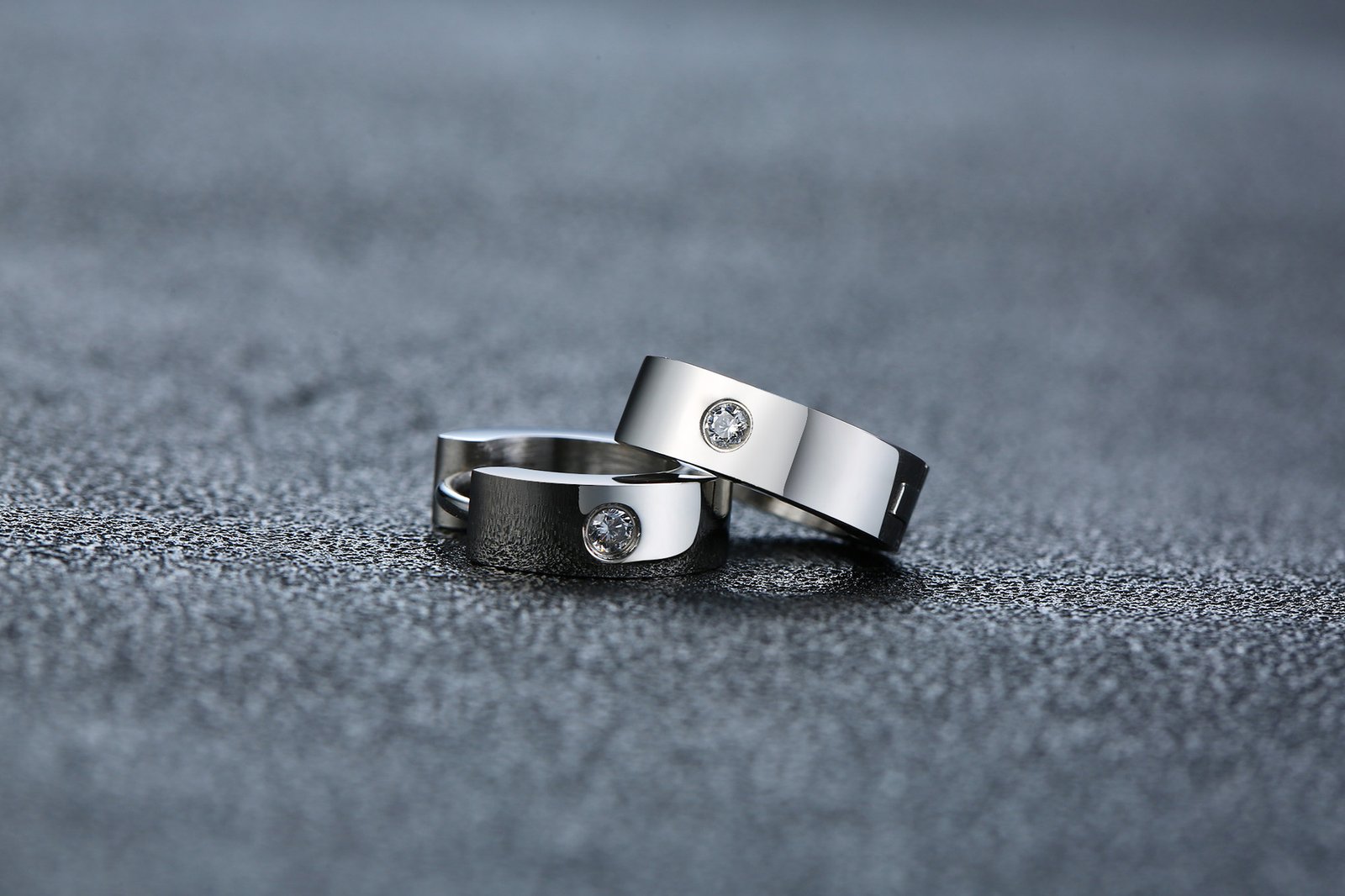Round Edge Men Earring Silver Mini Hoop Sterling Stone — image 3