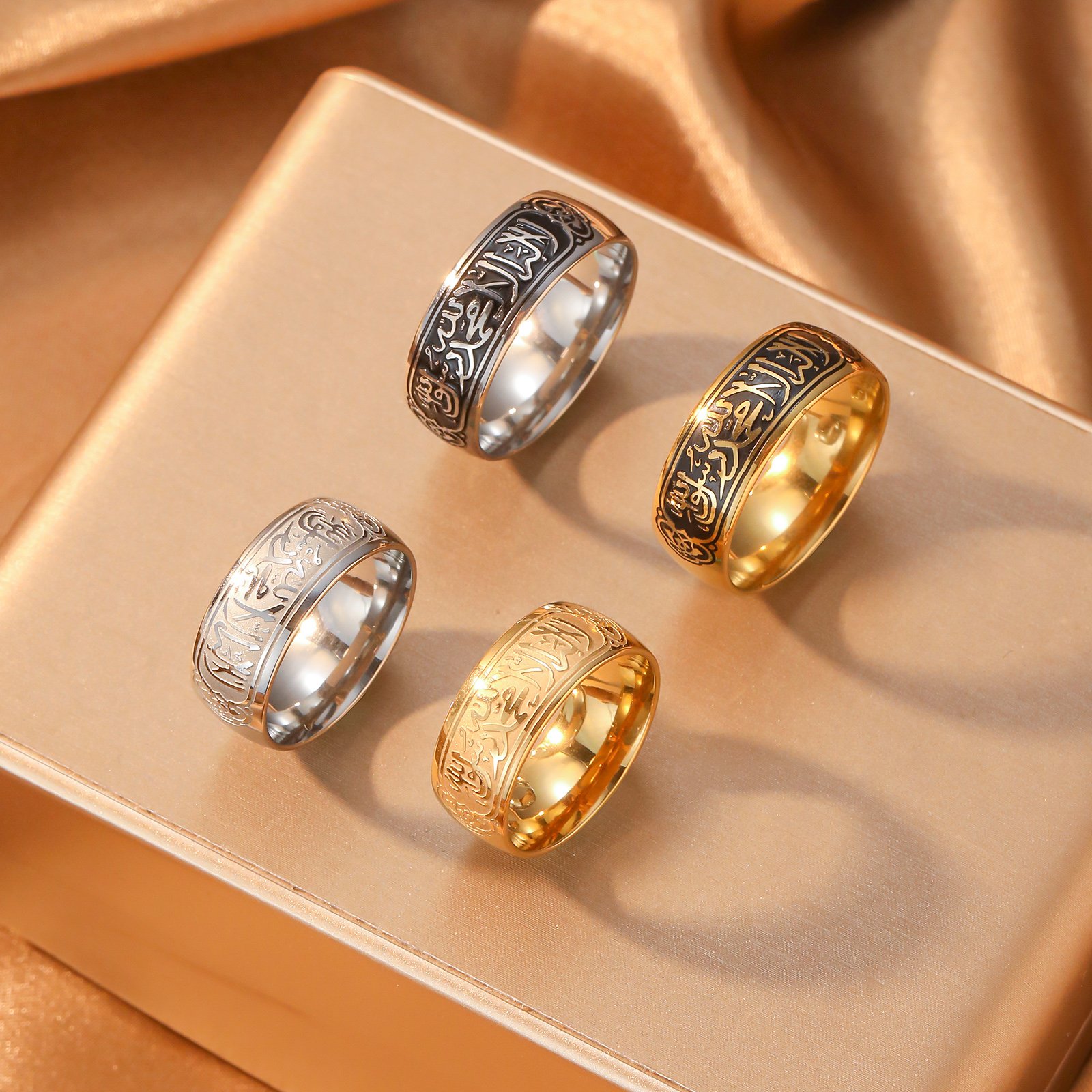 Shahada - Golden Black Stainless Steel Ring (WIR6)