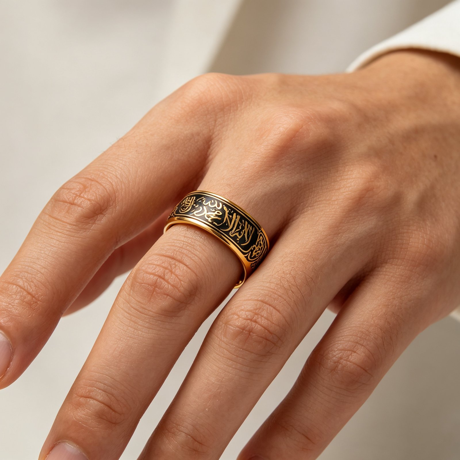 Shahada - Golden Black Stainless Steel Ring (WIR6) — image 4