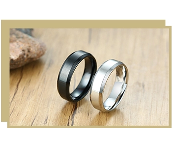 Shiny Slant Edge – Black | Silver Stainless Steel Ring — image 5