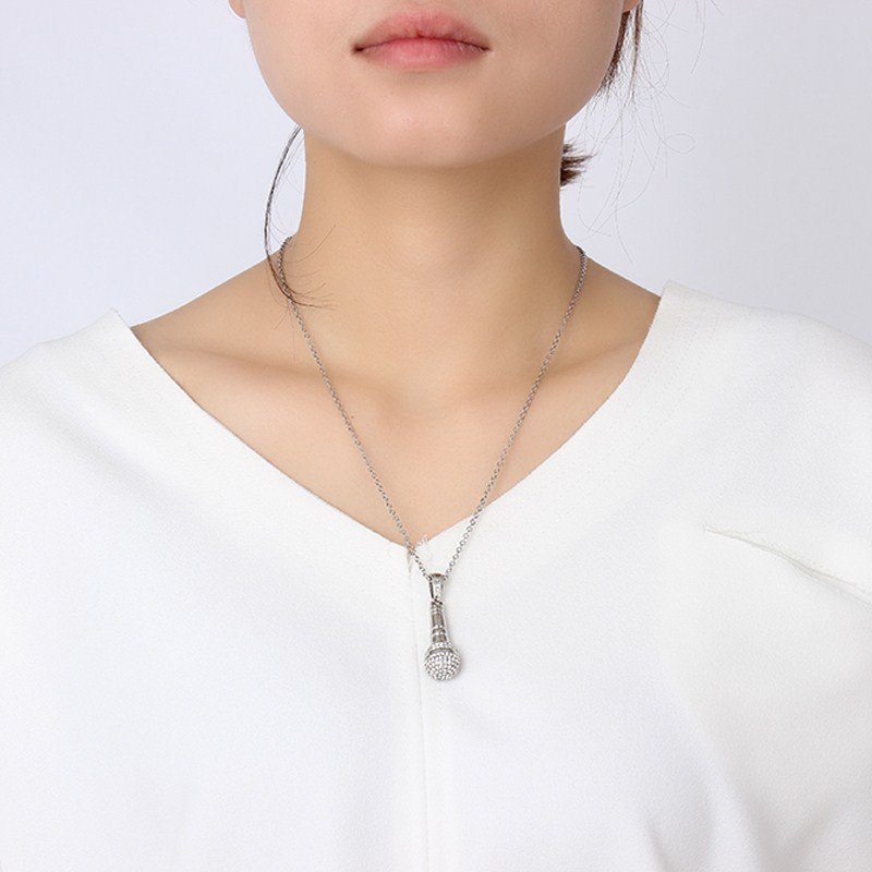 Silver Mic - Silver Men, Women Necklace Pendant with Chain — image 3