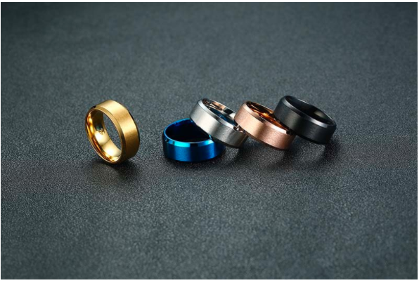 Slant Edge – Blue Stainless Steel Ring — image 4