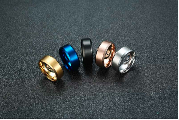 Slant Edge – Blue Stainless Steel Ring — image 5