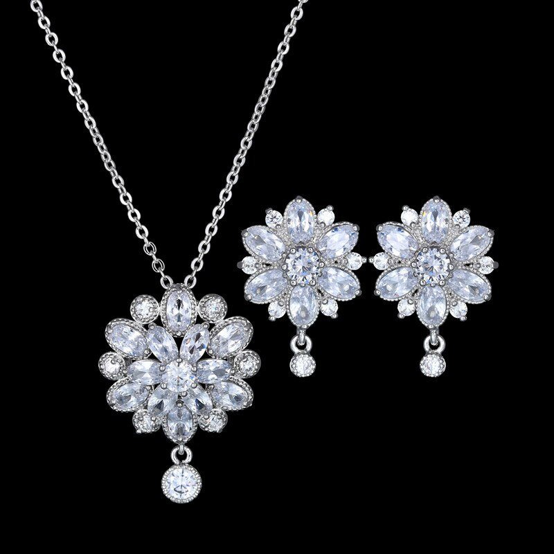 Snowflake - Pendant and Earring Set Women