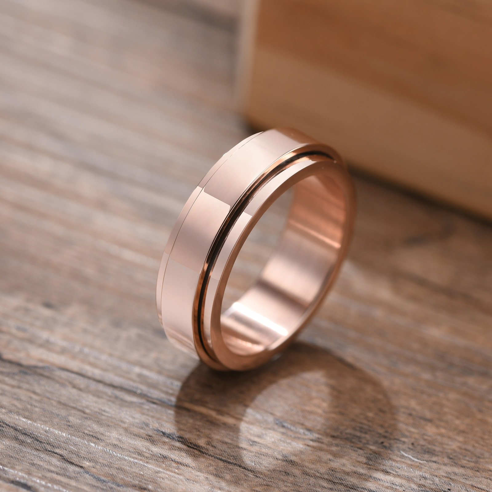 Spinner Sun –Stainless Steel Ring Rose Gold