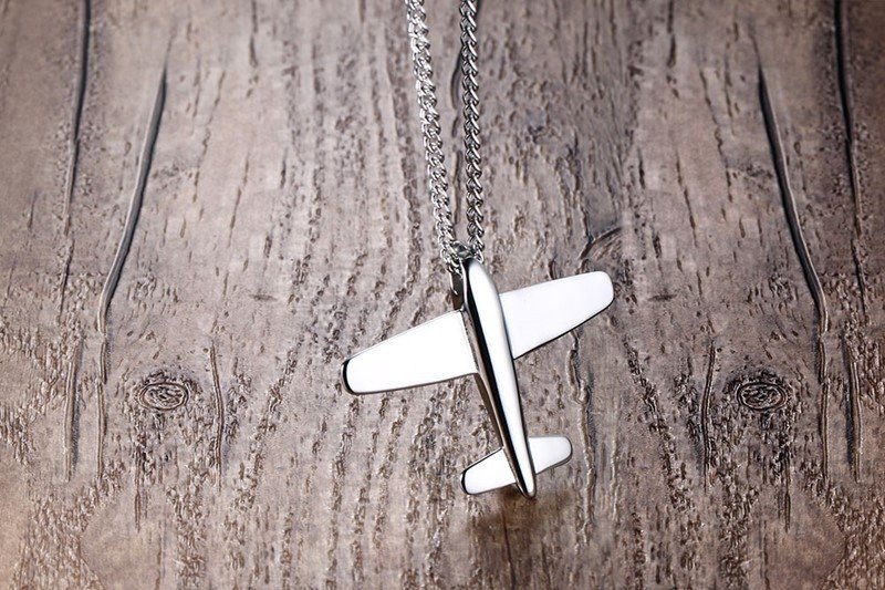 Spitfire Airplane - Silver Men Pendant with Chain — image 4