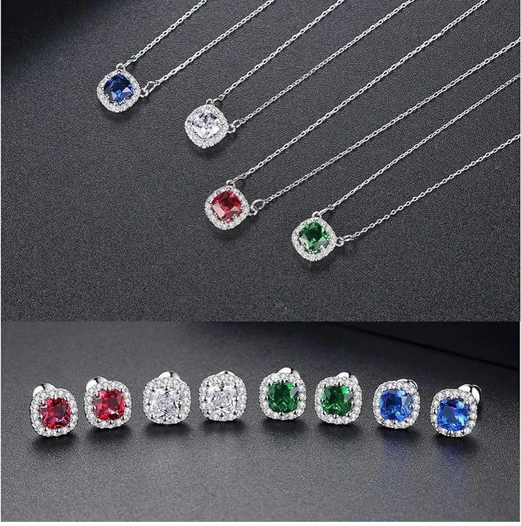 Square Out - Blue Pendant and Earring Set for women (WS57)