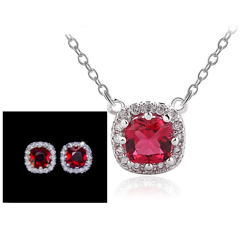 Square Out - Red Pendant and Earring Set for women (WS57)