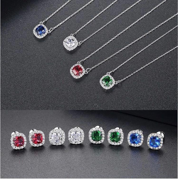 Square Out - Red Pendant and Earring Set for women (WS57)