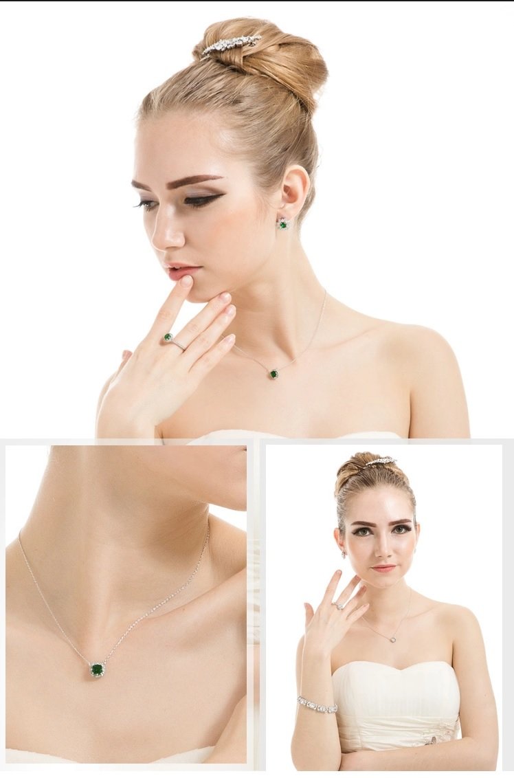 Square Out - White Pendant and Earring Set for women (WS57) — image 7
